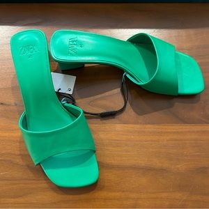 Zara Green Heeled Sandals - 40 - NWT